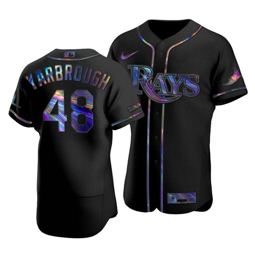 Tampa Bay Rays Ryan Yarbrough #48 Iridescent Logo Holographic Limited Jersey Black