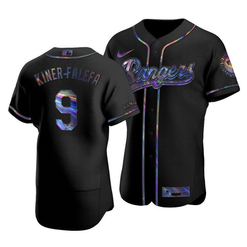 Men'S Texas Rangers Isiah Kiner-Falefa #9 Iridescent Logo Holographic Limited Jersey Black