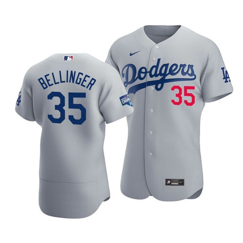 Men'S Los Angeles Dodgers Cody Bellinger #35 2020 World Series Champions  Alternate Jersey Gray