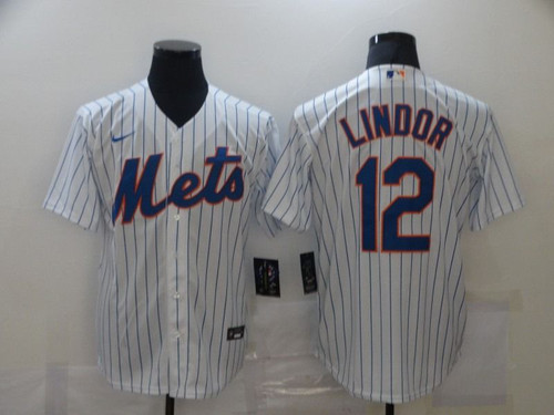 12 New York Mets Francisco Lindor White Line Jersey