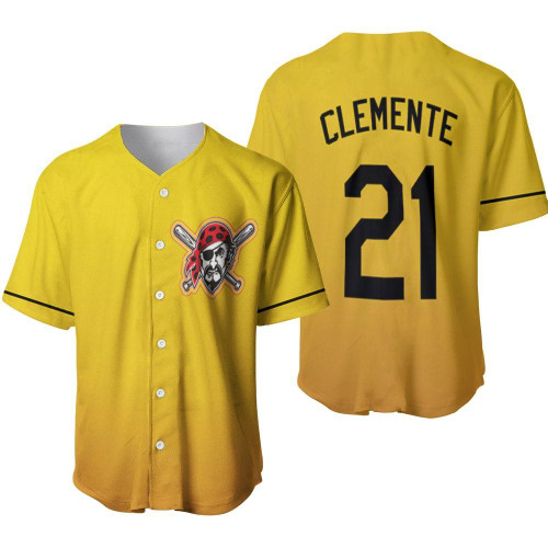 Pittsburgh Pirates Roberto Clemente #21 Great Player 2020 MLB Baseball Team Logo Yellow 3D Designed Allover Gift For Pirates Fans Baseball Jersey - MLB