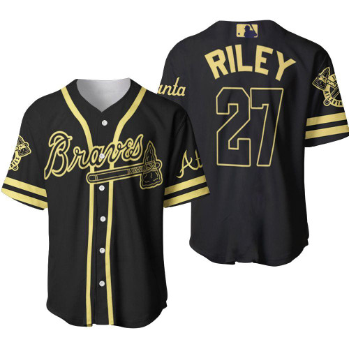 Atlanta Braves Austin Riley #27 Great Player MLB Black 3D Designed Allover Gift For Atlanta Fans Baseball Jersey - MLB