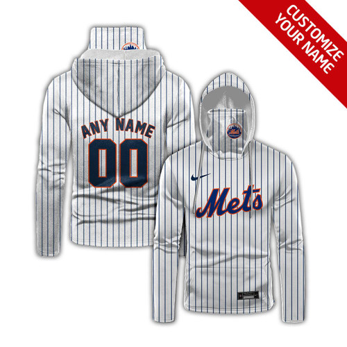 New York Mets Mlb Baseball Team Logo White Jersey Style Gift With Custom Number Name For Mets Fans Masked Hoodie - MLB