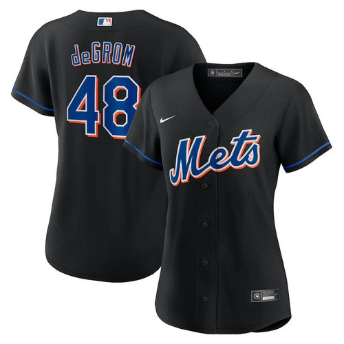Womens New York Mets Jacob deGrom Nike Replica Replica Black 2022 Alternate Replica Player Jersey