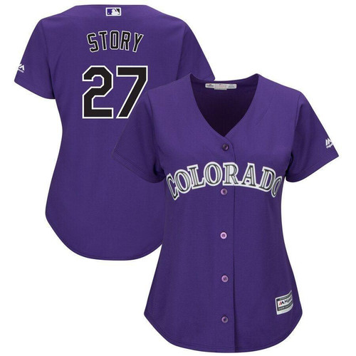 Trevor Story Colorado Rockies Majestic Alternate Official Cool Base Player  Jersey Purple 2019