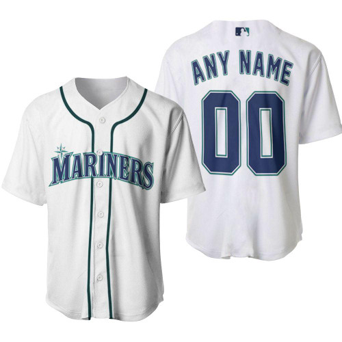 Personalized Seattle Mariners 00 Anyname Majestic White Jersey Inspired Style Gift For Seattle Mariners Fans Baseball Jersey - MLB