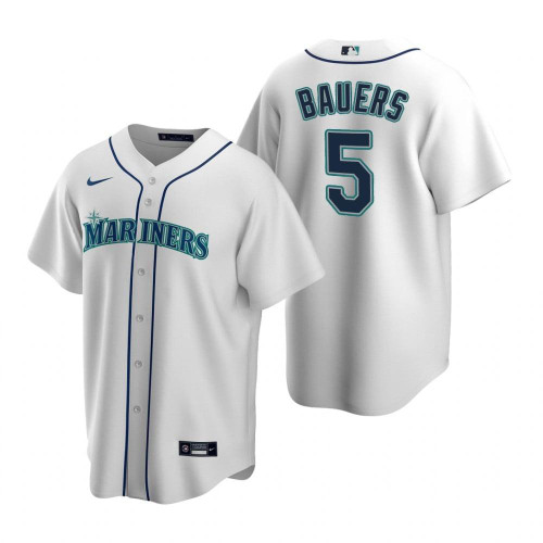 Mens Seattle Mariners #5 Jake Bauers 2020 Home White Jersey Gift For Mariners Fans