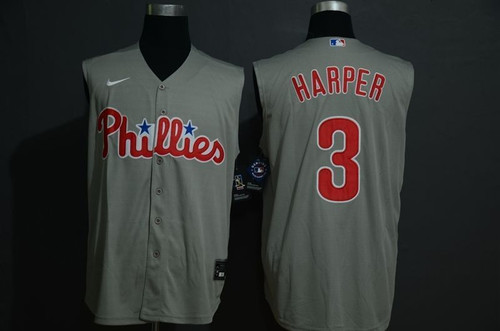 Philadelphia Phillies Bryce Harper #3 2020 Mlb Grey Jersey