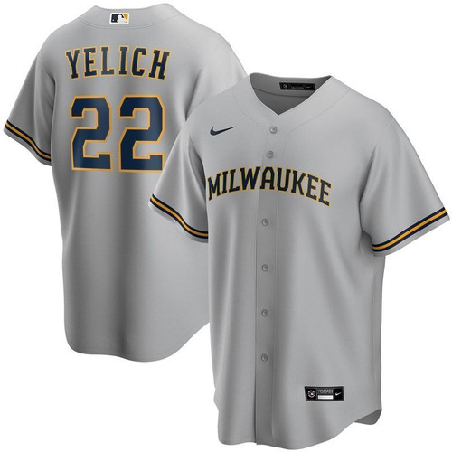 Milwaukee Brewers Christian Yelich #22 2020 Mlb Light Grey Jersey