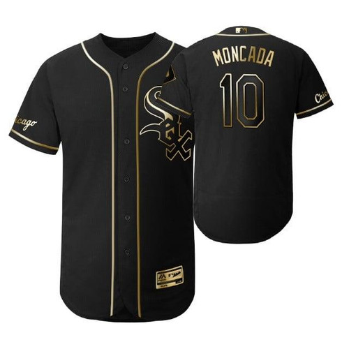 Chicago White Sox #10 Yoan Moncada Mlb 2019 Golden Edition Black Jersey Gift For White Sox Fans