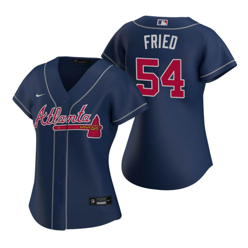 WomenS Atlanta Braves #54 Max Fried Navy 2020 Alternate Jersey Gift For Atlanta Braves Fan