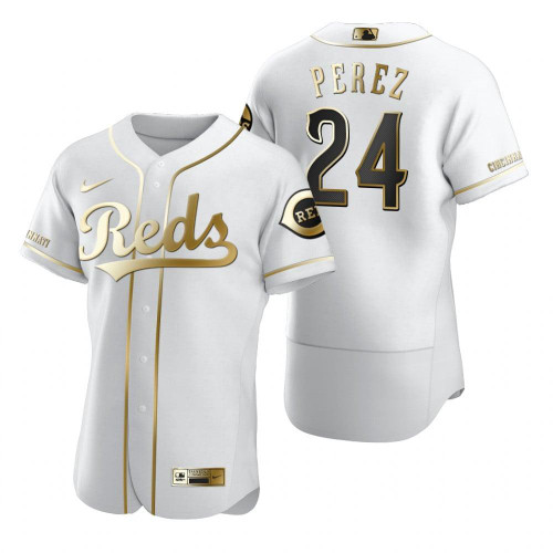 Cincinnati Reds #24 Tony Perez Mlb Golden Edition White Jersey Gift For Reds Fans
