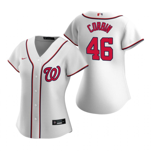 Womens Washington Nationals #46 Patrick Corbin 2020 White Jersey Gift For Nationals Fans