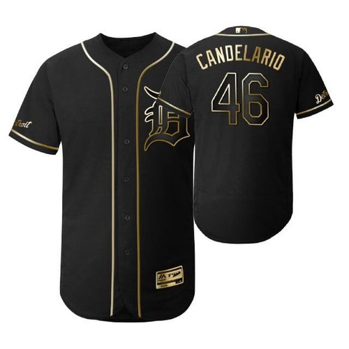 Detroit Tigers #46 Jeimer Candelario Mlb 2019 Golden Edition Black Jersey Gift For Tigers Fans