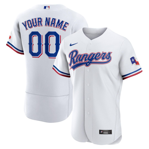 Texas Rangers Nike Replica Replica Home  Custom Patch Jersey - White