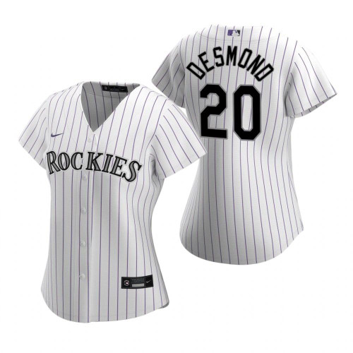 Womens Colorado Rockies #20 Ian Desmond 2020 White Jersey Gift For Rockies Fans