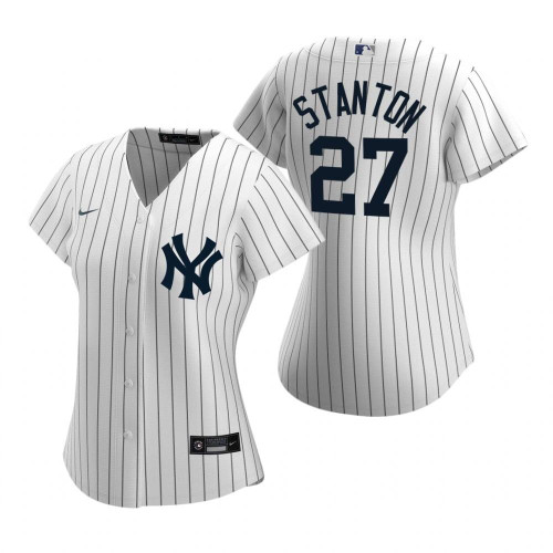 Womens New York Yankees #27 Giancarlo Stanton 2020 White Jersey Gift For Yankees Fans