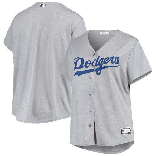 WomenS Gray Los Angeles Dodgers Plus Size Road Replica Team Jersey