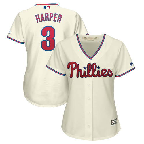 WomenS Majestic Bryce Harper Cream Philadelphia Phillies Alternate Official Cool Base Player Jersey