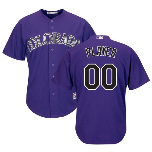 Colorado Rockies Majestic Alternate Cool Base Custom Jersey Purple 2019 All-Over Print