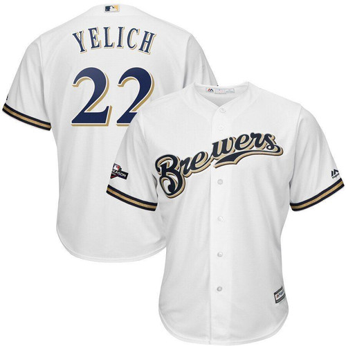 Christian Yelich Milwaukee Brewers Majestic 2019 Postseason Official Cool Base Player Jersey White