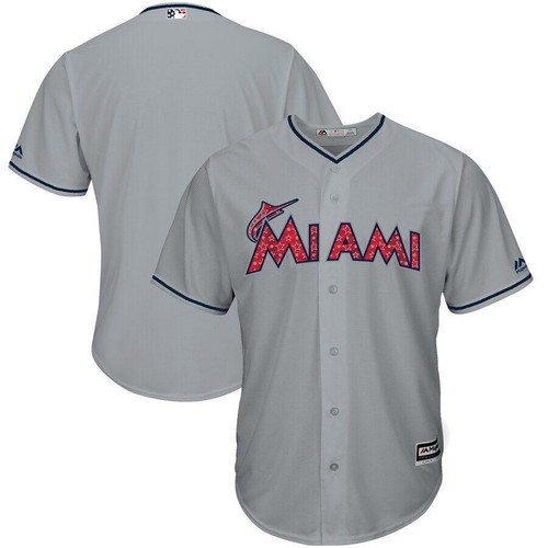 Miami Marlins Majestic 2017 Stars Stripes Cool Base Team Jersey Gray