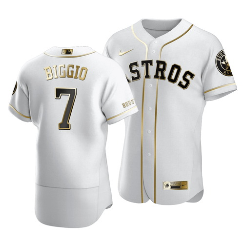 Astros Craig Biggio #7 Golden Edition White  Jersey