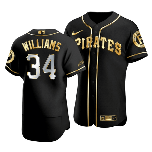 Men'S Pittsburgh Pirates Trevor Williams #34 Golden Edition Black  Jersey