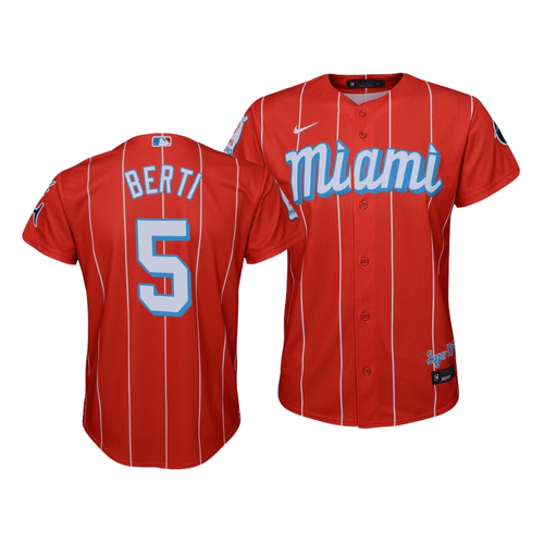 Miami Marlins Jon Berti #5 2021 City Connect Replica  Jersey Red