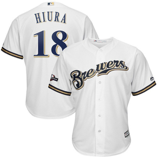 Keston Hiura Milwaukee Brewers Majestic 2021 Postseason Official Cool Base Player Jersey White