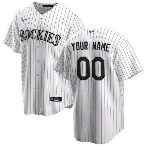 Colorado Rockies Home 2021 Replica Custom White Purple 3D Jersey