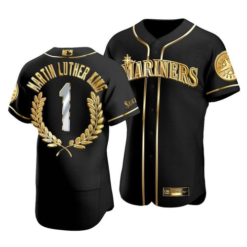 Men'S Seattle Mariners Martin Luther King Black Special Golden Edition Jersey