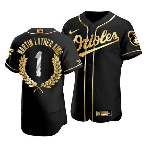Men'S Baltimore Orioles Martin Luther King Black Special Golden Edition Jersey