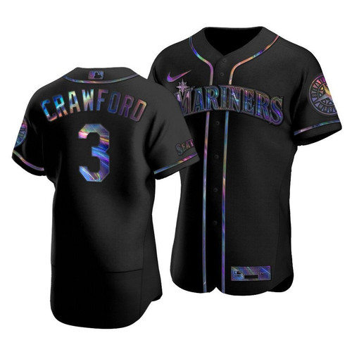 Men'S Seattle Mariners J.P. Crawford #3 Iridescent Logo Holographic Limited Jersey Black