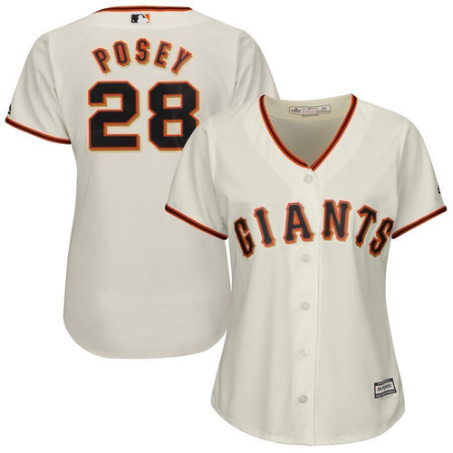 Buster Posey San Francisco Giants Majestic Womens Cool Base Player Jersey Cream 2019