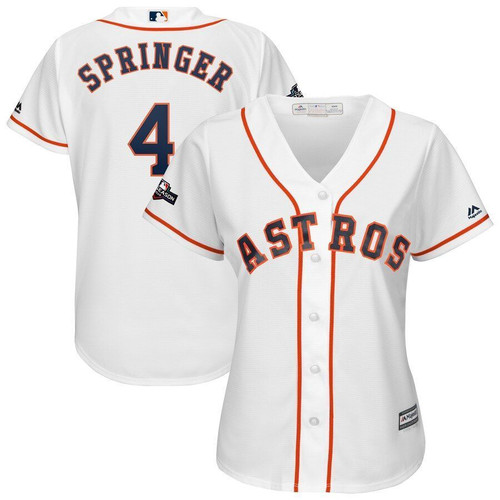 George Springer Houston Astros Majestic Womens 2019 Postseason Official Cool Base Player Jersey White
