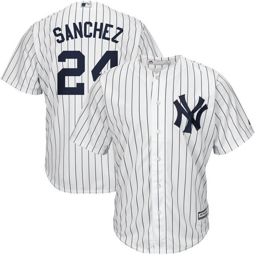 Gary Sanchez New York Yankees Majestic Home Official Cool Base Player Jersey Jersey White/Navy 2021