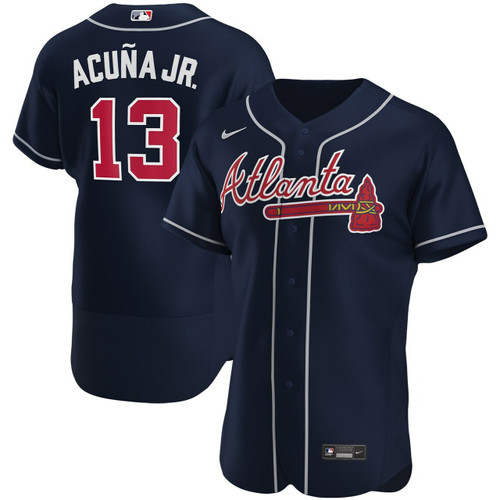 Men'S Atlanta Braves Ronald Acuna Jr. Navy Alternate Player Baseball Jersey Mlb Baseball Jersey302