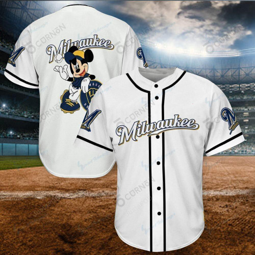 Milwaukee Brewers Mickey Mouse Baseball Jersey, MLB Baseball Shirt, Best Gift For Sports Fan