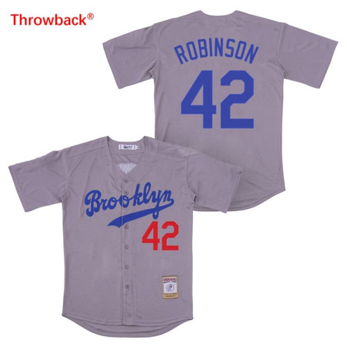 Brooklyn Dodgers Jackie Robinson #42 020 Mlb Grey Jersey