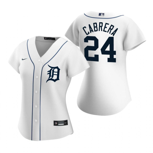 Womens Detroit Tigers #24 Miguel Cabrera 2020 White Jersey Gift For Tigers Fans