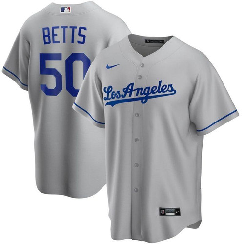 Los Angeles Dodgers Mookie Betts #50 2020 MLB Light Grey Jersey