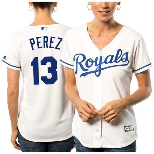 Salvador Perez Kansas City Royals Majestic Womens Cool Base Player Jersey White 2019