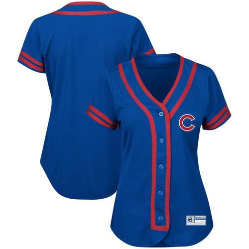 Chicago Cubs Majestic Womens Plus Size Absolute Victory Fashion Jersey Royal/Red