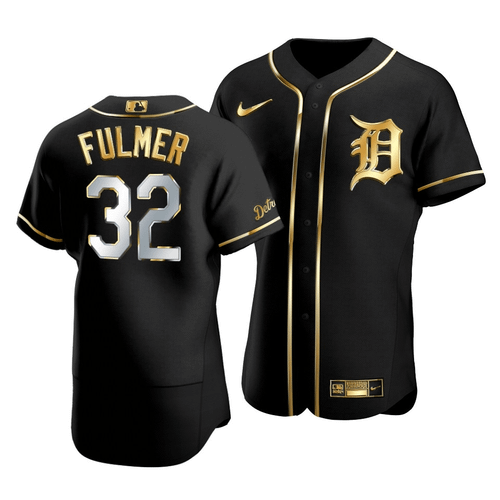 Men'S Detroit Tigers Michael Fulmer #32 Golden Edition Black  Jersey
