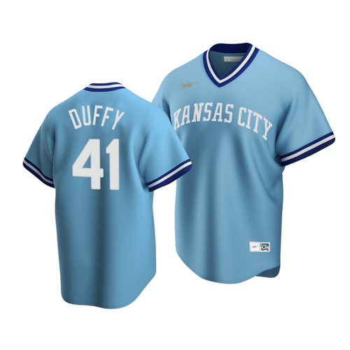 Men'S Kansas City Royals Danny Duffy #41 Cooperstown Collection Light Blue Road Jersey