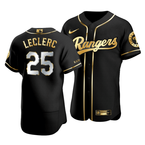 Men'S Texas Rangers Jose Leclerc #25 Golden Edition Black  Jersey