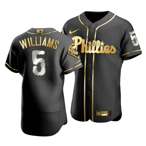 Men'S Philadelphia Phillies Nick Williams #5 Golden Edition Black  Jersey