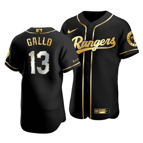 Men'S Texas Rangers Joey Gallo #13 Golden Edition Black  Jersey