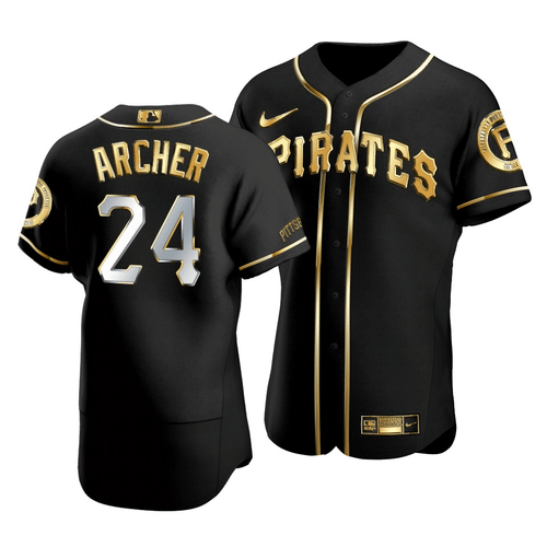Men'S Pittsburgh Pirates Chris Archer #24 Golden Edition Black  Jersey